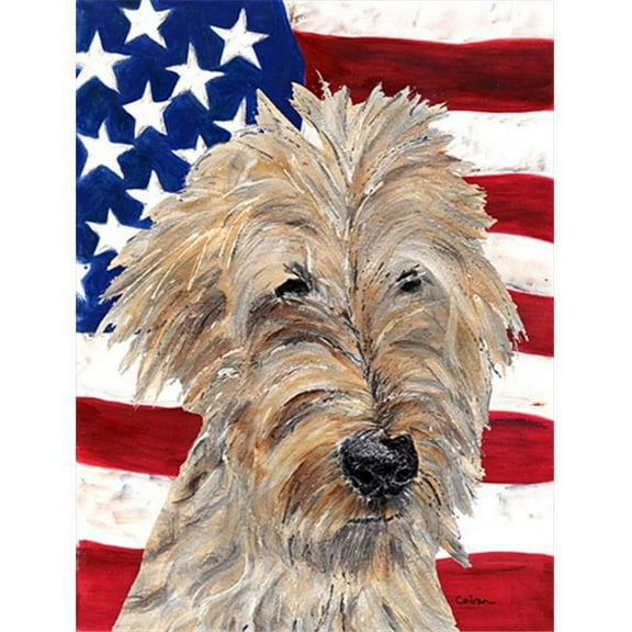 Goldendoodle USA American Flag Flag Garden Size