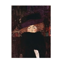 Canvas Wall Art - Pictufy 'Dame Mit Hut Und Federboa 1909' Wall Art for Living Room, Bedroom, or Office D?cor by Trademark Fine Art - 18 x 24 Inches