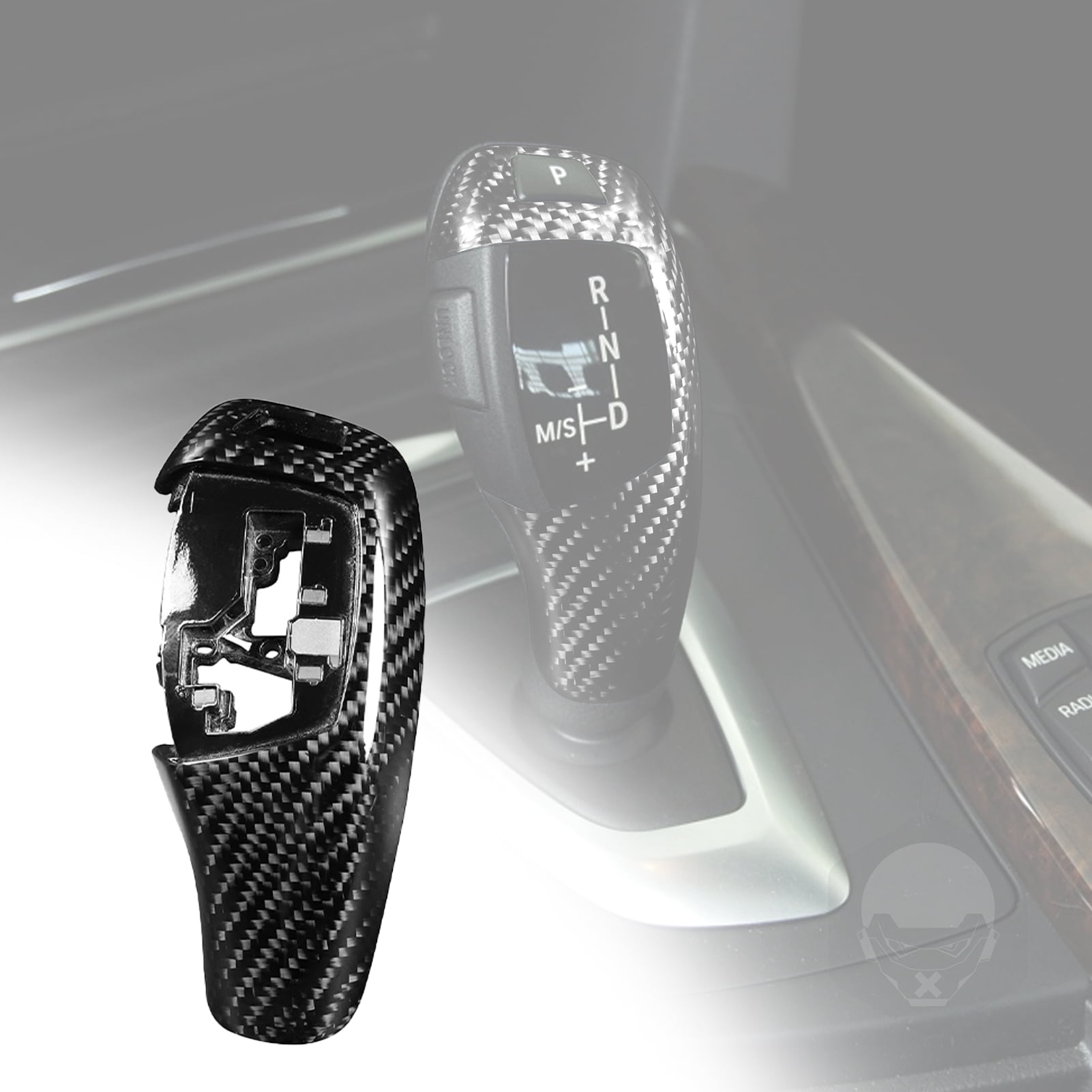 Carbon Fiber Gear Shift Base Cover Trim Sticker For BMW 5Series F10 2011-2017 