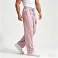 thumbnail image 4 of Aezemi Men Straight Leg Running Pants Fashion Outdoor Elastic Waist Drawstring Workout Long Trousers with Pockets Winter Fall Sports Exercise Trendy Comfy Casual Bottoms XS, 4 of 7