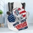 thumbnail image 4 of American Soft Flannel Fleece Throw Blanket, Liberty NYC United States Flag Hand-drawn with Lettering, Cozy Plush for Indoor and Outdoor Use, 60" x 80", Vermilion Dark Blue, by Ambesonne, 4 of 5