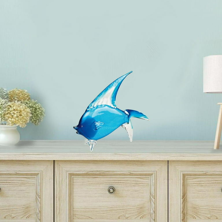 16 Mouth Blown Light Blue Tropical Fish Art Glass 16 Mouth Blown Light Blue Tropical Fish Art Glass