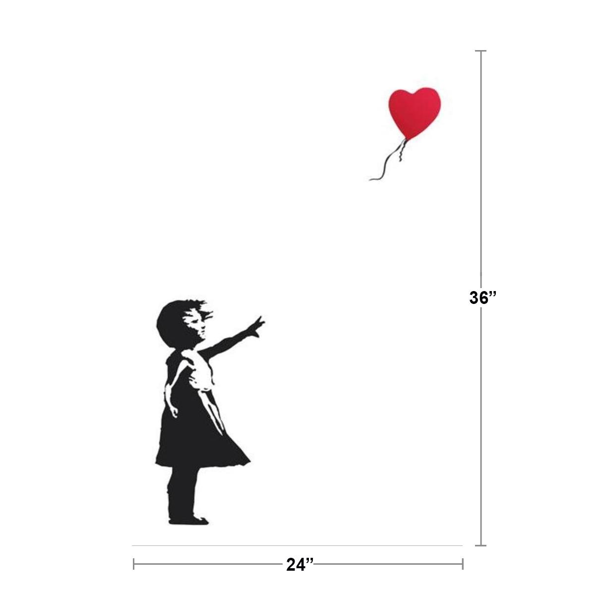banksy red heart balloon girl 24 x 36 graffiti stencil spray art poster walmart com