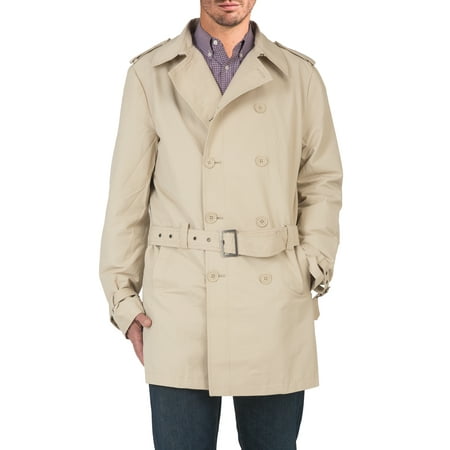 Vibes Men's Double Breasted Water Resistant Belted Trench Coat - Walmart.ca