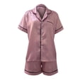 thumbnail image 4 of Ichuanyi Womens Silk Satin Pajamas Set Two-Piece Sleepwear Loungewear Button-Down Sets, 4 of 7