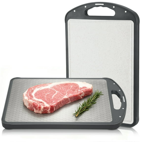 LIZEVINC Titanium Cutting Board for Kitchen, Food-Grade Double Sided Pure Titanium & Wheat Straw PP Chopping Board for Meat/Vegetables, Non-Toxic, Non-Slip, Easy to Clean, 15.35"x10"