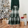 thumbnail image 5 of Women Plaid Print Maxi Skirt Elastic Waist Long Skirt Casual Loose Fit Tiered Design Comfortable Style Mint Green L, 5 of 6