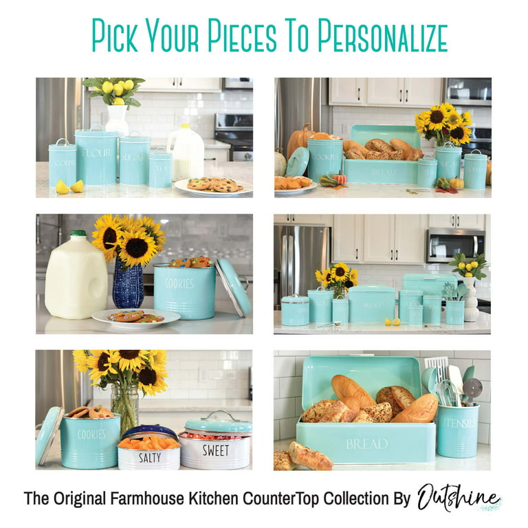 Outshine Mint Farmhouse Nesting Kitchen Canisters (Set of 4