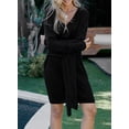 thumbnail image 4 of Asyoly Womens Tie Waist Knit Sweaters Dress Casual Solid Color Long Sleeve Crewneck Midi Pullover Jumper Dresses, 4 of 7