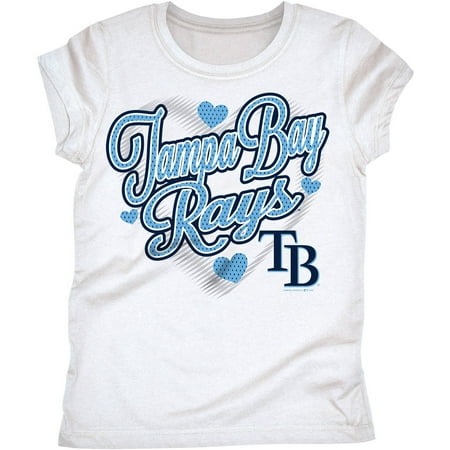 MLB Tampa Bay Rays Girls Short Sleeve White Graphic Tee