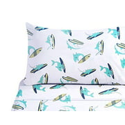 Authentic Kids Surfing Sharks Sheet Set Twin