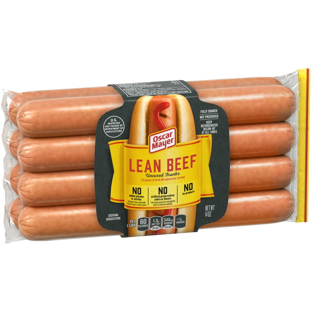 Oscar Mayer Uncured Lean Beef Hot Dogs, 8 ct 14.0 oz