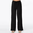 thumbnail image 2 of WREESH Womens Cotton Linen Pants Fashion Summer Casual Loose Elastic Waist Comfy Trousers Pockets Pants Black, 2 of 5