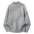 thumbnail image 5 of ZUKMRJPC Mens V Neck Sweater Fall Casual Long Sleeve Lapel Loose Fit Pullover Sweaters Lightweight Solid Color Knit Textured Sweater, 5 of 5