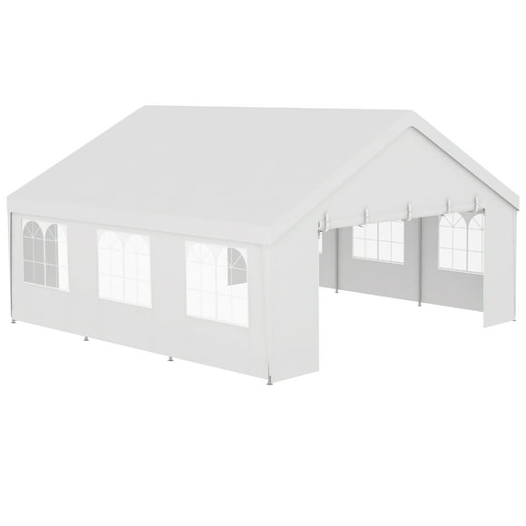 Outsunny 19.5' x 19' Party Tent, UV Protective, with 2 Doors and 6 Windows