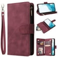 thumbnail image 1 of Wallet Case Compatible with Samsung Galaxy S21 FE, Premium PU Leather Zipper Flip Wallet with Wrist Strap Magnetic Closure Built-in Kickstand Protective Case for Samsung S21 FE,Winered, 1 of 8