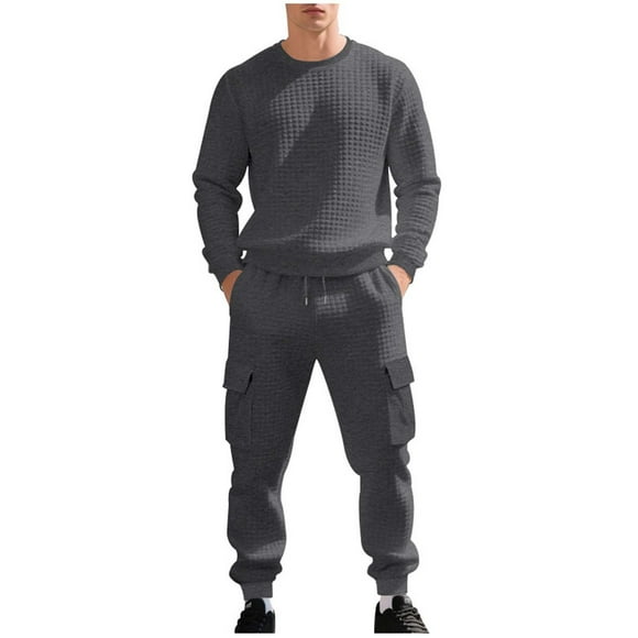 Kalauyu Men's Tracksuit 2 Piece Long Sleeve Pullover Jogging Track Suit Athletic Casual Sweatsuit