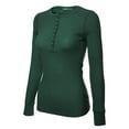 thumbnail image 3 of MixMatchy Women's Long Sleeve Eight Button Closure Henley Thermal Knit Top, 3 of 5
