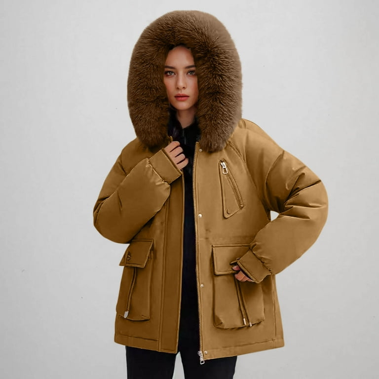 Scyoekwg Women's Winter Coats Thicken Puffer Jacket Warm Fleece