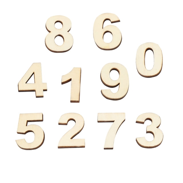 Tarente Wooden Self-adhesive Numbers Letters for DIY Art Crafts Decor Children Gift (Numbers 0-9)