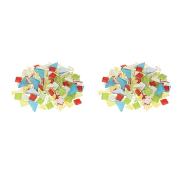 kurtrusly Beautiful Mosaic Tiles Assorted Craft Glass Pieces Stones Artistic Blue Red 1-2cm 2Set