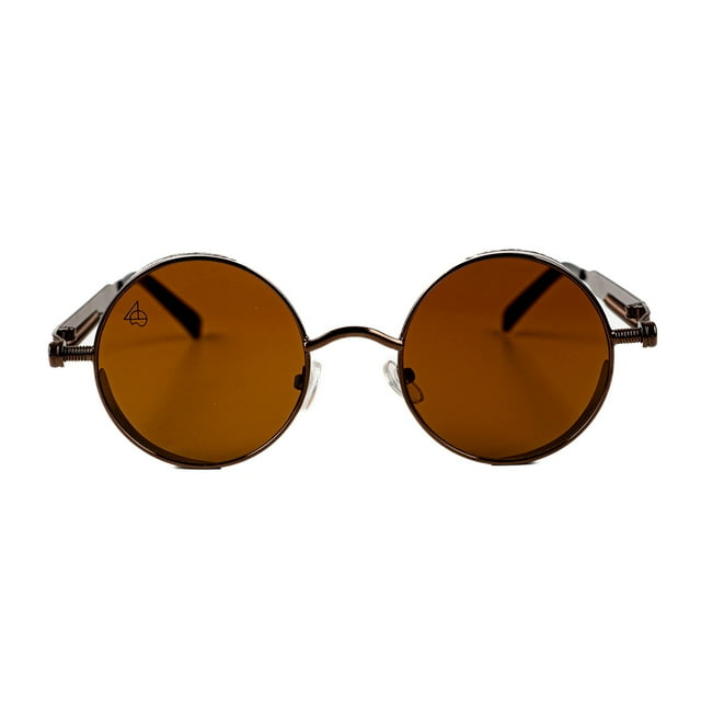 Baroc Vintage Star Brown Lentes de Sol Redondos Metálicos Café UV400 Retro