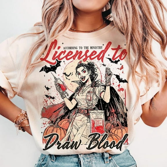 Funny Halloween Nurse Shirt, Retro Halloween Shirt, Groovy Halloween Shirt, Nurse Halloween Shirt, Spooky Nurse Shirt, Draw Blood Shirt