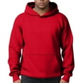 thumbnail image 2 of Resicozy Mens Hoodies Pullover Long Sleeve Casual Fashion Sweatshirts Winter Solid Color Hooded Tops with Pocket Red XL, 2 of 7
