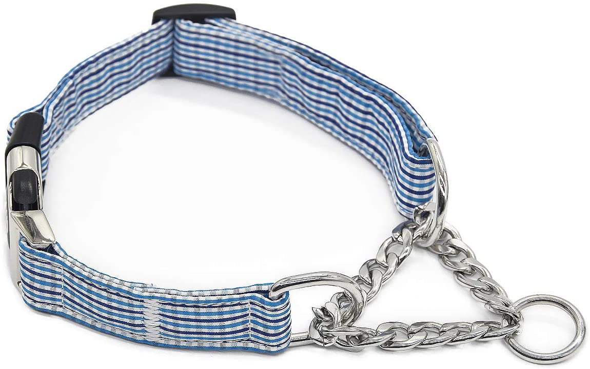 NIMBLE Stainless Steel Chain Martingale Collar Waterproof Reflective Training Collar for Large Medium Dogs