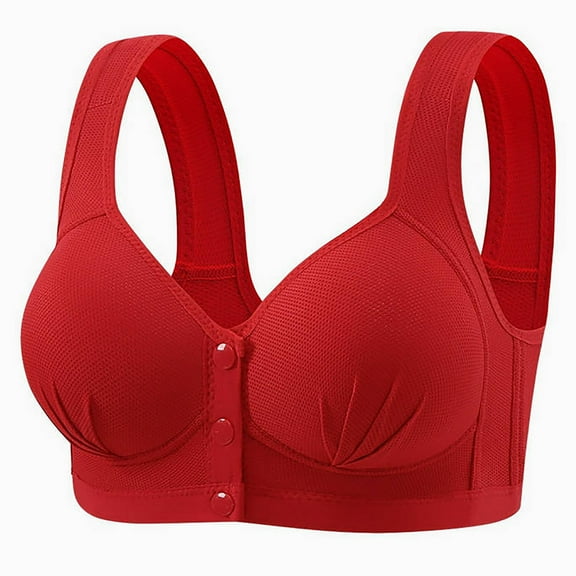 aidice Womens Bras Front Closure Comfy Wide Strap Ruched Breathable Support Solid Color Everyday Bras