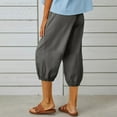 thumbnail image 4 of Charmgo Capri Pants for Women, Women's Spring and Summer Casual Capris Loose Drawstring High Waisted Cotton Bunches with Buttons Wide Leg Pants for Women Trendy Dark Gray M, 4 of 7