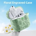 thumbnail image 2 of Funda DaQin para AirPods 4, kit de silicona blanda grabada con flores, 2 of 9