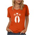 thumbnail image 1 of Dadaria T-Shirt pour Femmes Chemise Orange Manches Courtes Col Rond Été Chandail Blouses L, 1 of 5