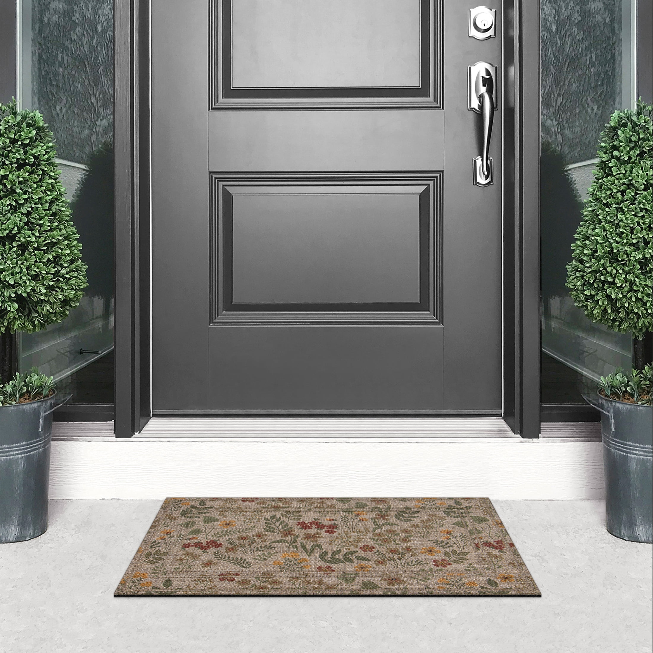 Tranquil Ditsy Floral, Apache Mills Sisal 18x30 Indoor Outdoor Entrance Doormat