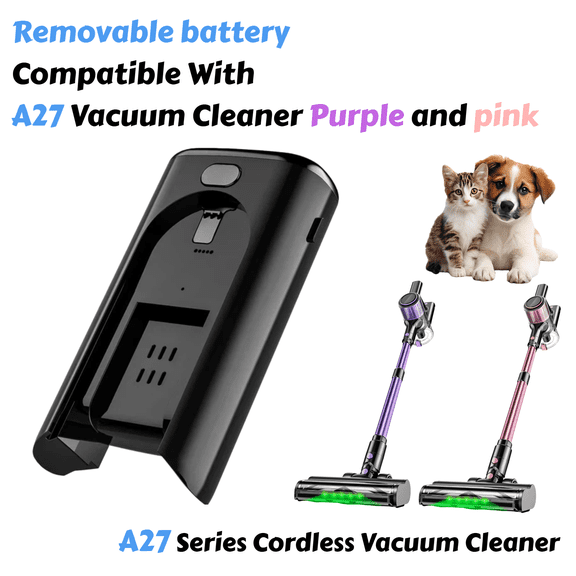 Cocbny Replaceable Battery(22.2V 2200mAh) for A27 Pink/Purple Cordless Vacuum Cleaner