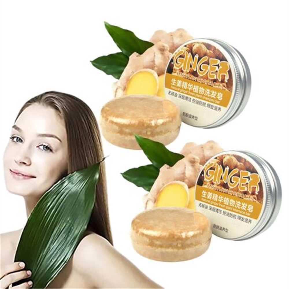 2Pcs Ginger Hair Regrowth Shampoo Bar Organic Ginger Polygonum Shampoo