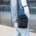 thumbnail image 2 of Men's Shoulder Bag, Black, Adjustable Strap, Natural Leather, 2 of 5