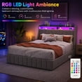thumbnail image 4 of SESSLIFE Queen Bed Frame with Storage, Upholstered Platform Storage Bed with 4 Drawers & Headboard Storage Shelves, RGB LED Lights, Easy Assembly, No Box Spring Needed, Gray, 4 of 9