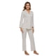 thumbnail image 3 of Conjunto de pijama de manga larga con botones y pantalones para mujer, color blanco, 3 of 5