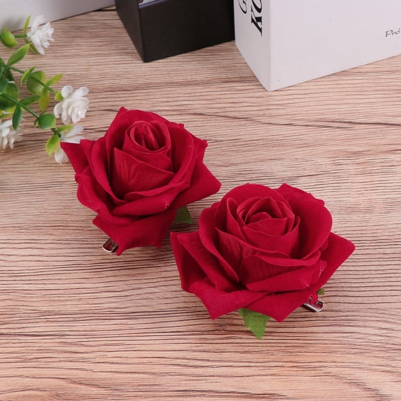 Milisten Red Rose Hairpin Artificial Flower Clip for Holiday Parties, Wedding, Prom, and Special Occasion Decoration