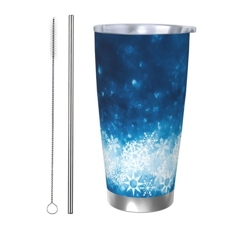 

Junzan Blue Glitter Sparkles for 20oz Stainless Steel Insulated Car Cup with Spillproof Lid - Insulated Coffee Mug Thermal Cup-Straw Two-piece Set