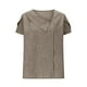 thumbnail image 4 of mfyjkho Tops Para Mujer, Camisa De Manga Corta Con Botones De Lino Y Pétalos Para Mujer, De Color Liso Y Talla Grande Tops Para Mujer M, 4 of 8