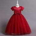 thumbnail image 2 of FRSASU Kids Dress Kids Dress Girls Sleeveless Princess Dress Bow Tie Lace Flowers Mesh Dress Tufted Dress Wine 13-14 Years, 2 of 5