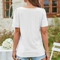 thumbnail image 5 of Scyoekwg Womens Tops Dressy Casual Short Sleeve T Shirts Solid Color Tees Shirt Short Sleeve Tops Summer Square Neck Buttons Loose Fit Shirts Basic Shirt Blouse White XL(10), 5 of 5