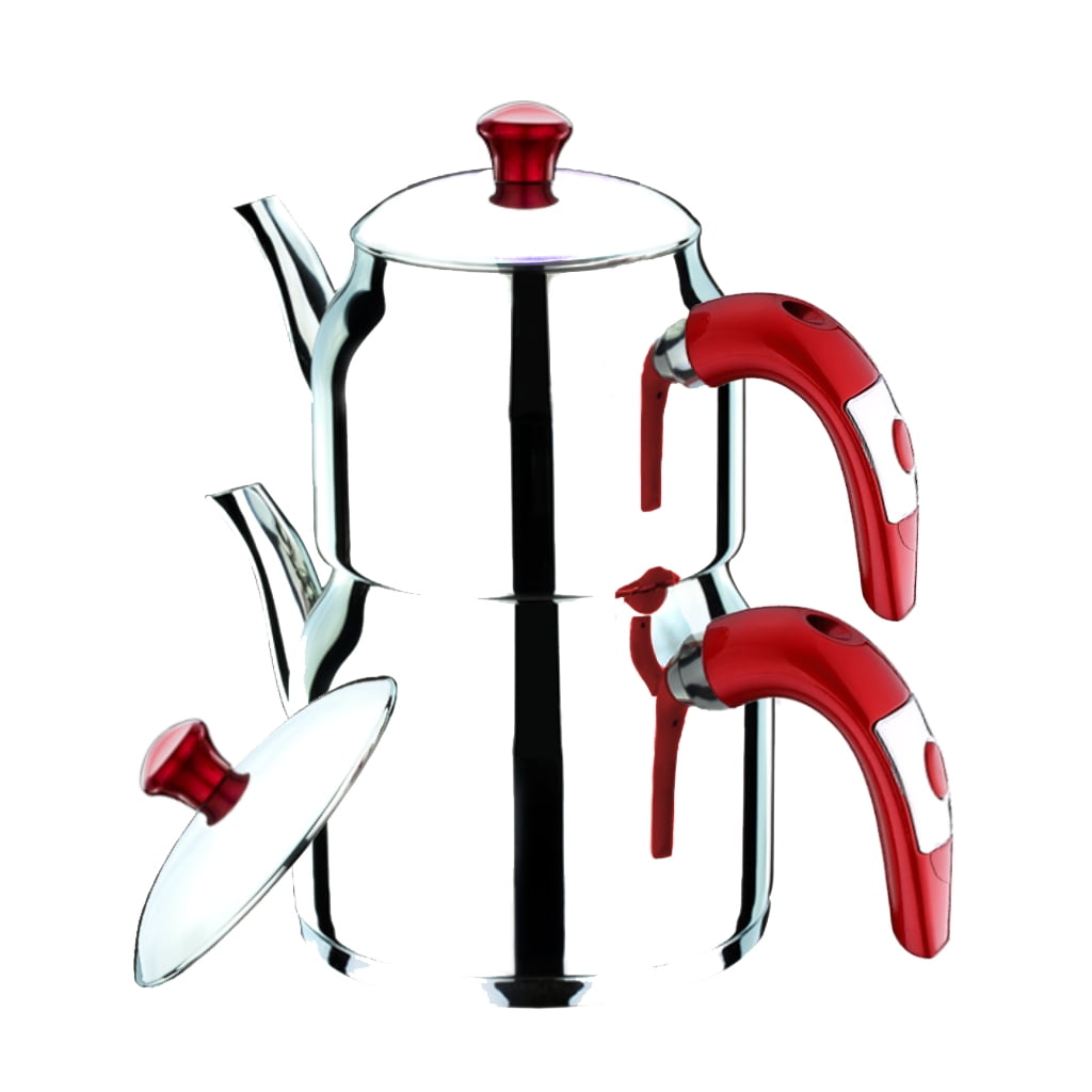 Turkish Tea Pot Set, Stainless Steel Premium Tea Maker Samovar Style