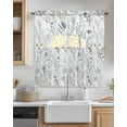 thumbnail image 2 of Blue Flower Swag Valance and Tier Curtains 36'' Length Set, Watercolor Floral Leaves Spring Botanical Light Filtering Kitchen Curtains, Tier Curtain Valances for Bathroom/Living Room/Bedroom/Café, 2 of 6