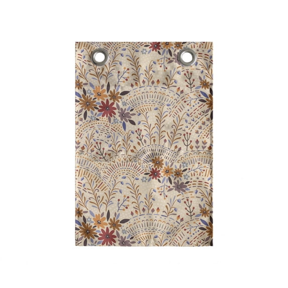 Meadow Hanging Pocket Organizer, Pastel Flourish with Rural Flowers Lily Berry Branches Autumn Tones Retro, Printed Polyester Storage Bag with Pockets, 14" x 20", Peach Ginger and Ruby