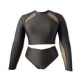 thumbnail image 3 of Women's Crop Rash Guard Swimsuit Long Sleeve Swim Shirt Sun Protection Surfing Bathing Suit, 3 of 6