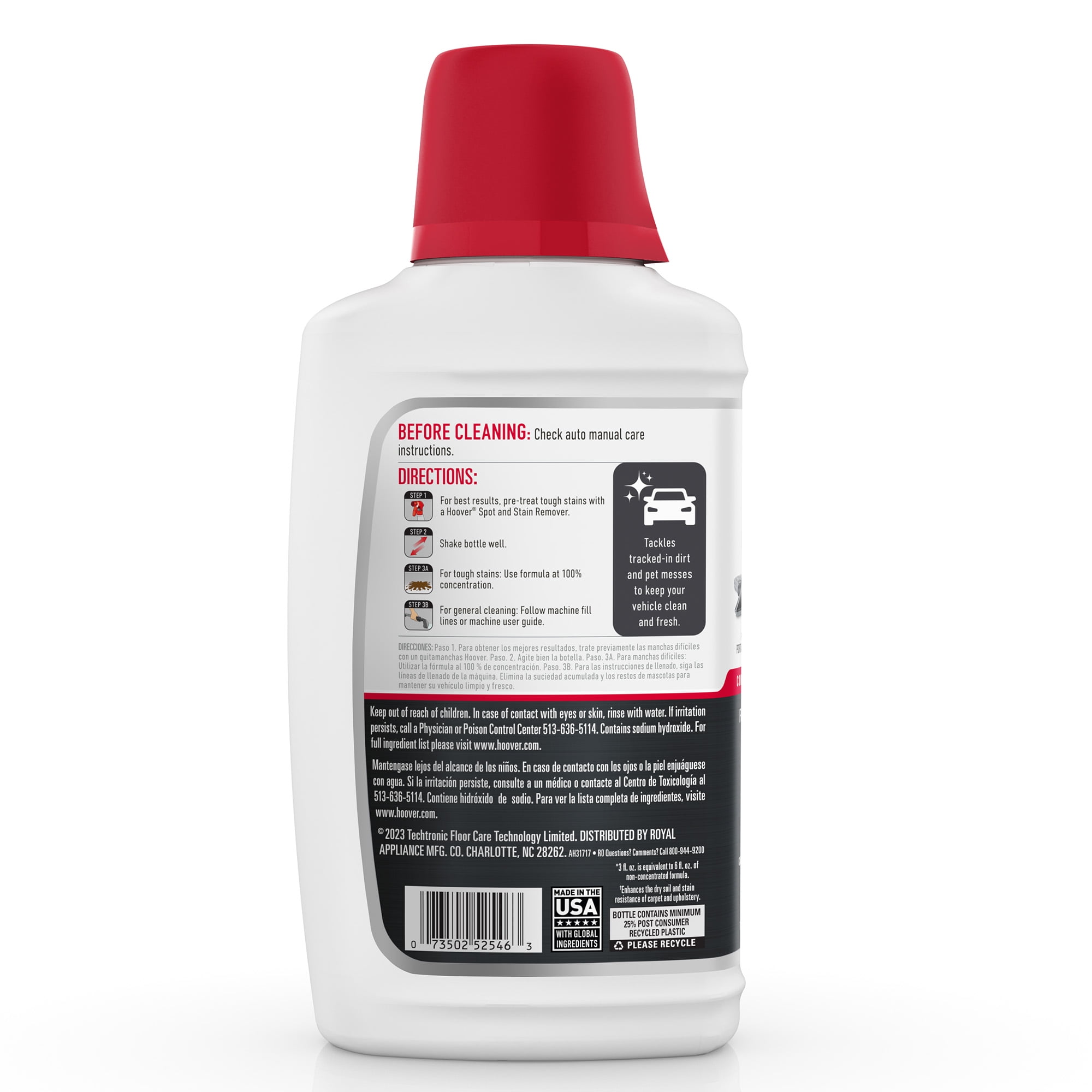 Hoover Auto Portable Spot Cleaning Solution, Fresh Car Scent, for Auto Interior, Seats, Floor Mats, Trunk, Protectant, Pet Messes, AH31717, 32 oz.