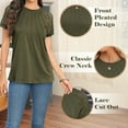 thumbnail image 4 of VDJ Dressy Blouses for Women Casual Loose Summer Short Sleeve Casual Tunic Comfort Knit Shirts Trendy Army Green Tee Tops Size XXL, 4 of 9